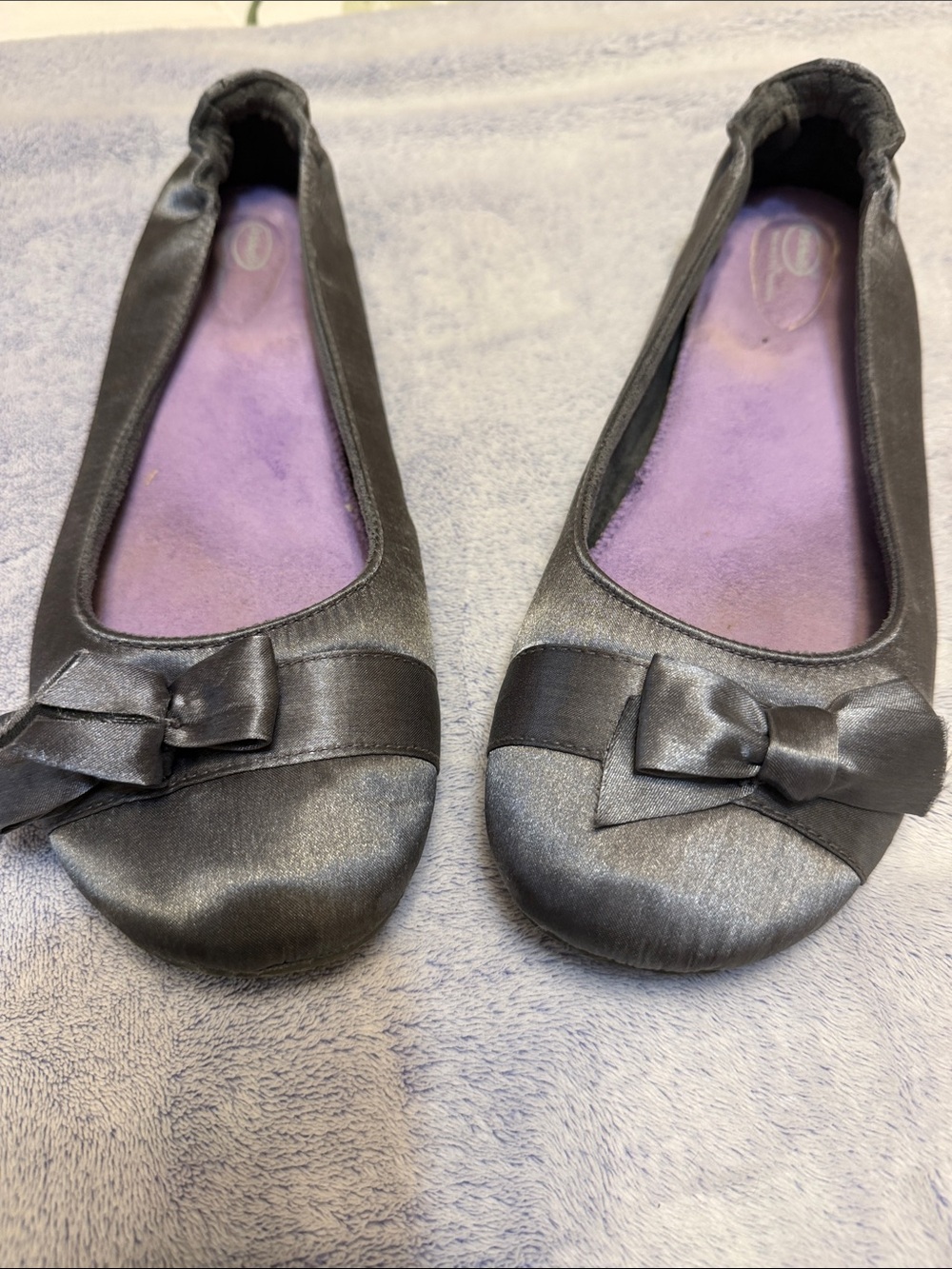 Gray / Pewter Satin Ballet Flats with Bow - Women Dr. Scholl’s